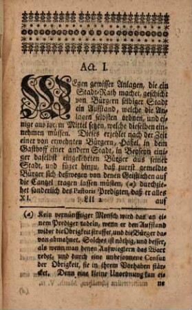 Acta ecclesiastica : in welchen unterschiedliche bey dem Predigt-Amt vorgegangene Fälle erörtert werden. 11. 1730