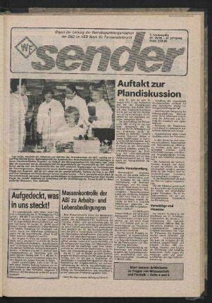 Betriebszeitung 'WF-Sender', Nr.25/1986 (3. Juniausgabe 1986)