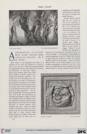 34: A decorative sculptor: Miss Ruby Levick (Mrs. Gervase Bailey)