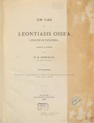 Un cas de Leontiasis ossea (Craniosclerosis)