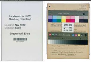 Entnazifizierung Erica Dieckerhoff , geb. 15.04.1899 (Lehrerin)
