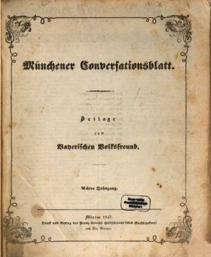 Münchener Conversationsblatt. 1847 = Jg. 8