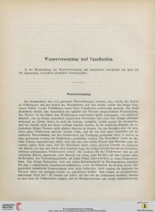 Wasserversorgung und Canalisation