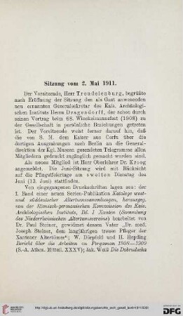 Sitzung vom 2. Mai 1911