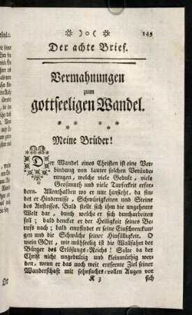 149-165, Der achte Brief. Vermahnungen zum gottseeligen Wandel.
