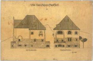 Billing, Hermann; Frankfurt; Villa Schoen - Seitenfassade; Rückfassade (Ansichten)