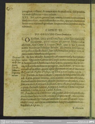 Caput II. De Obiecto Coenae Dominicae