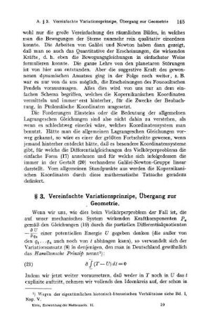 § 3. Vereinfachte Variationsprinzipe, Übergang zur Geometrie.
