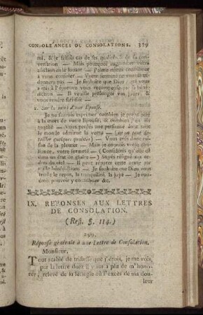 IX. Réponses Aux Lettres De Consolation.