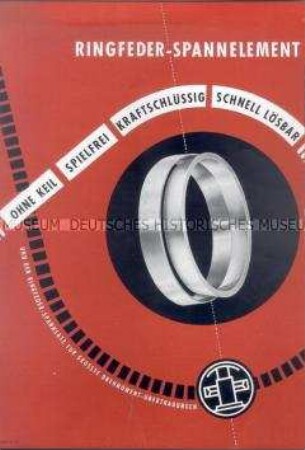 Werbeblatt der Firma Ringfeder GmbH für Keil- und spielfreie Ringfeder-Spannelemente