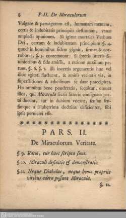 Pars II. De Miraculorum Veritate