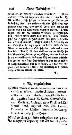 3) Arzneygelahrheit.