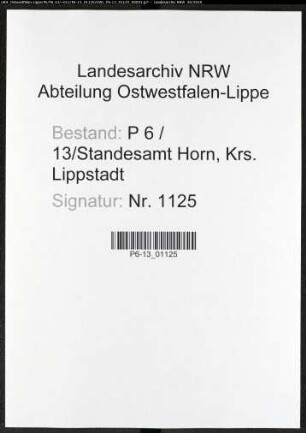 Sterberegister Standesamt Horn