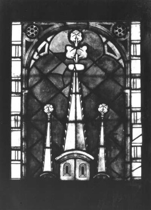 Architekturdetail : Architekturdetail. Glasmalerei (um 1340/1350). Mühlhausen, Pfarrkirche Sankt Blasius (N II (4a))
