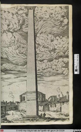 Der vatikanische Obelisk mit dem Rundbau von S. Maria de Febribus im Hintergrund.