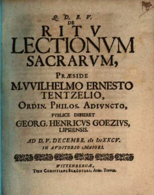 De ritv lectionvm sacrarvm