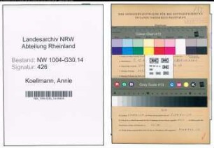 Entnazifizierung Annie Koellmann , geb. 07.12.1905 ()