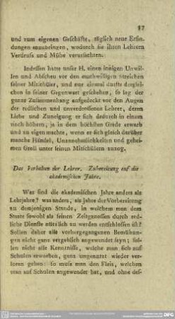 Das Verhalten der Lehrer. Zubereitung auf die akademischen Jahre