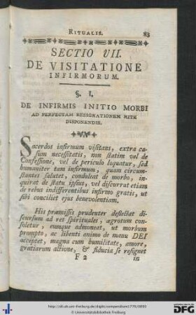 Sectio VII. De Visitatione Infirmorum.