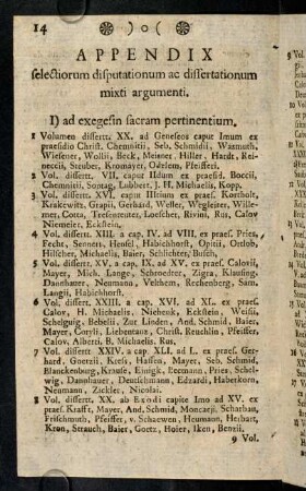 14-26, I) ad exegesin sacram pertinentium. - II) Ad Theologiam dogmaticam.