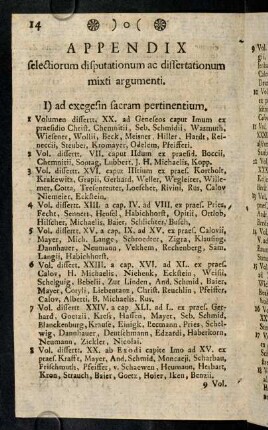 14-26, I) ad exegesin sacram pertinentium. - II) Ad Theologiam dogmaticam.