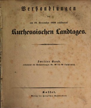 Verhandlungen des Kurhessischen Landtages. 1836,2