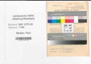 Entnazifizierung Paul Meister , geb. 23.07.1902 (Kunstgewerbler)