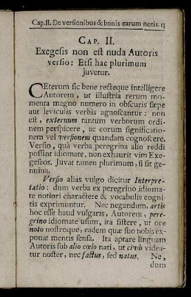Cap. II. Exegesis non est nuda Autoris versio: Etsi hac plurimum juvetur.