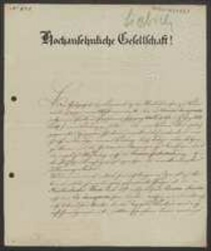 Brief von Christoph Liebich an Regensburgische Botanische Gesellschaft