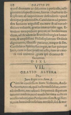 Oratio VII. Oratio Altera de Jure Regis ex 1. Sam. 8.