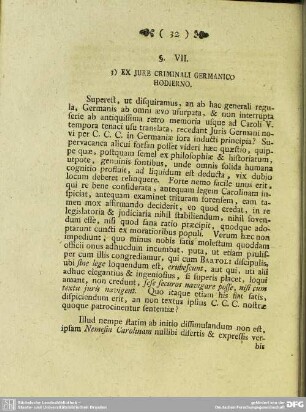 §. VII. 3) Ex Jure Criminali Germanico Hodierno