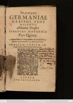 5: De praecipuis Germaniae Urbibus Pene Ducentis ...