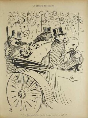 Félix Ier chez Nicolas II. Croquis humoristiques du Voyage du Président de la République
