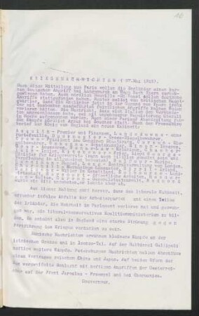 16 Kriegsnachrichten 27. Mai 1915