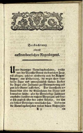 Beobachtung eines ausserordentlichen Regenbogens