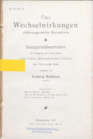 Über Wechselwirkungen elektromagnetischer Resonatoren