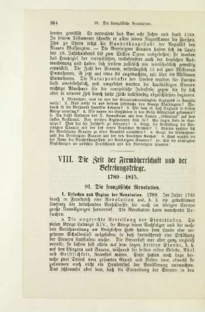 VIII. Die Zeit der Fremdherrschaft und der Befreiungskriege. 1789-1815