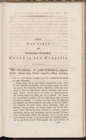CXXV. Das Leben des florentinischen Baumeisters Antonio von Sangallo.