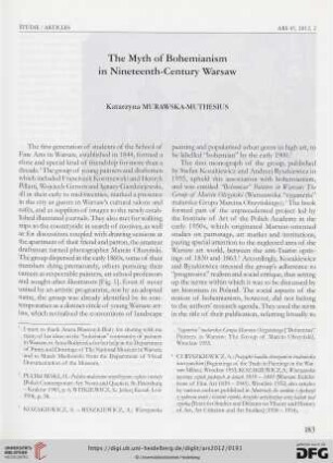 The myth of bohemianism in nineteenth-century Warsaw