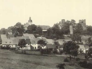 Frauenstein, Stadt, Schloss und Burgruine von Osten