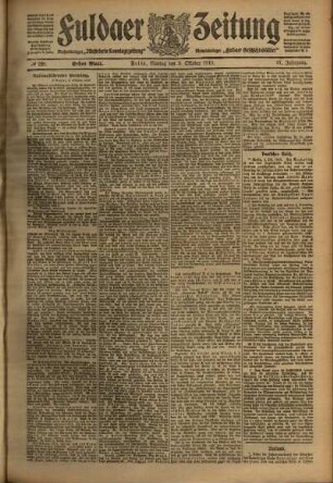 Erste Ausgabe vom Montag, den 03. Oktober 1910.