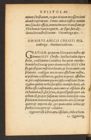 Omnibus Amicis Christi Miltembergae. Martinus Lutherus.