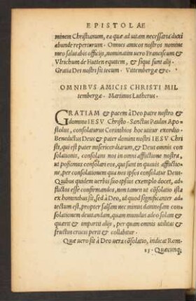 Omnibus Amicis Christi Miltembergae. Martinus Lutherus.