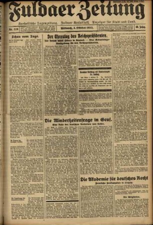 Erste Ausgabe vom Mittwoch, den 04. Oktober 1933.
