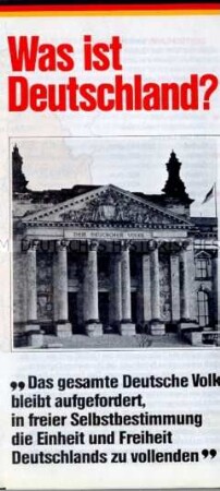 Propagandaschrift der Vertriebenenorganisation der CDU/CSU zur deutschen Einheit
