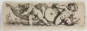 Zwei Putti mit Fahne und Trommel