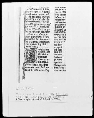 Psalterium und Hymnar (Chorpsalter) — Psalterium — Initiale Q, Folio 20recto