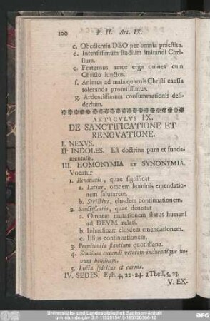 Articulus IX. De Sanctificatione Et Renovatione.
