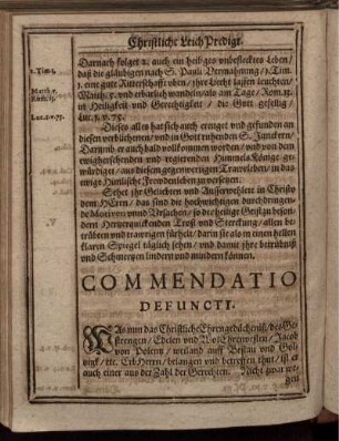 Commendatio Defuncti. [Personalia]