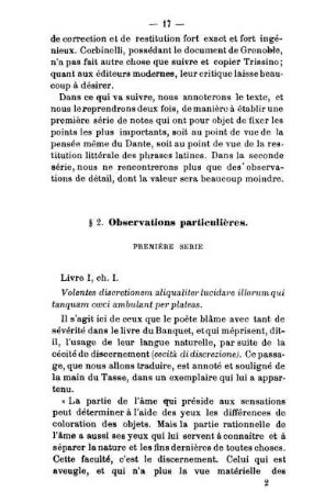 § 2. Observations particulières. Première Serie
